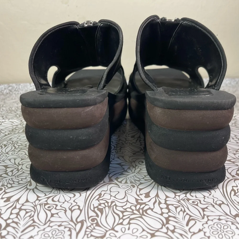 Stella McCartney Brown & Black Scuba Platform Slides Designer Sandals